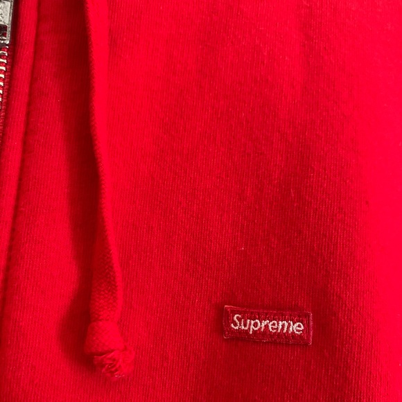 Red Supreme Contrast Zip Up Hoodie - Picture 2 of 9